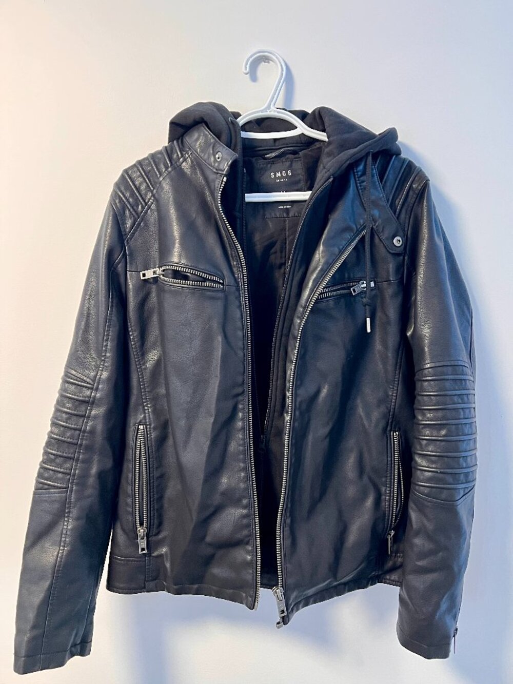 SMOG Black Faux Leather Moto Jacket | Biker Style